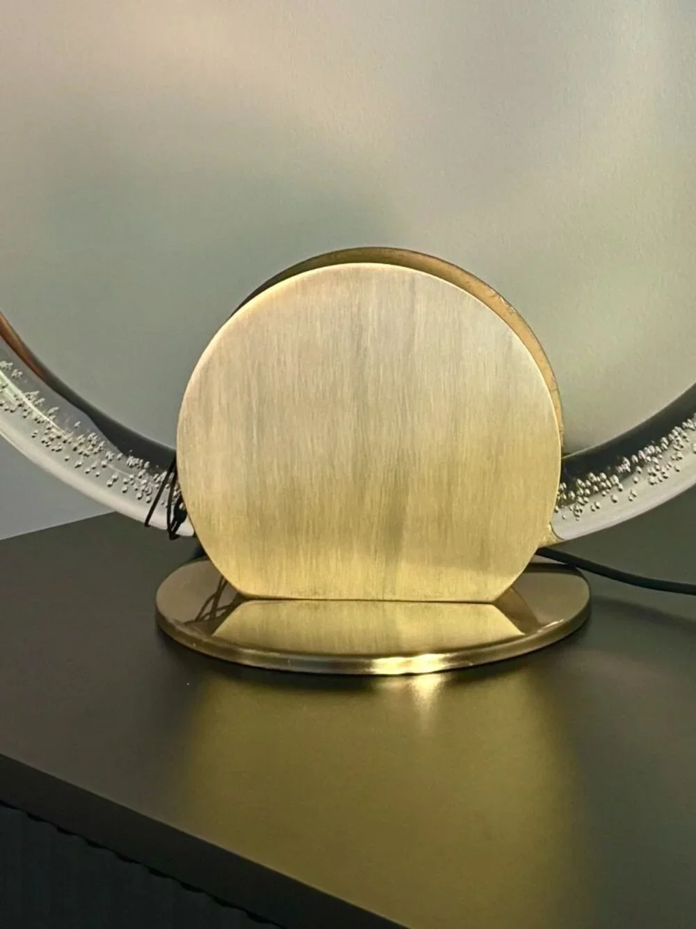 Luxe Habitat Modern Minimalist Lamp Clear Acrylic Ambient LED Brushed Brass NEW